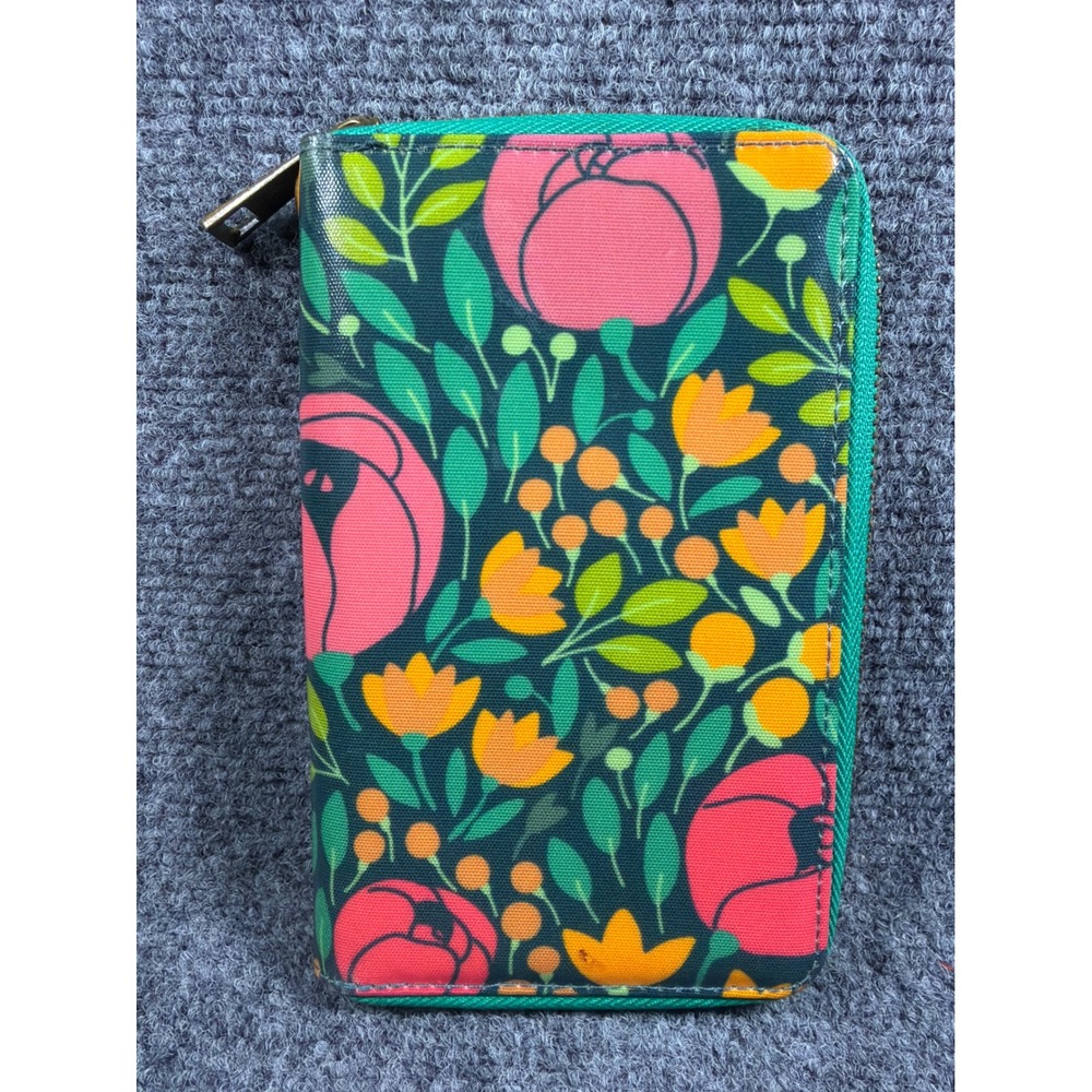 Wander Wallets Floral Zip Around Clutch Wallet Pink Green Botanical